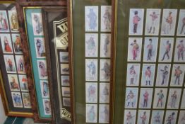 5 x Cigarette cards in a framed display.