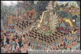 A Large framed and glazed complex picture of Indonesian origin - Indonesian art being handpainted