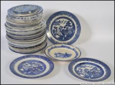A large collection of blue and white ceramics to include Ridgway and many others circa 19th century