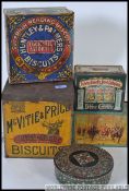 Two vintage shop advertising shop counter point of sale display tins, Huntley and Palmer,