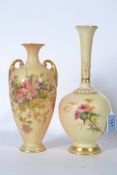 2 Royal Worcester Ivory blush vases, both af.