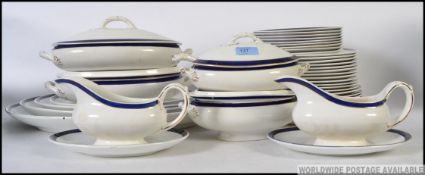 A Bristol Semi Porcelain tea service in blue and white with back stamp to verso.