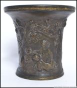 A stunning 19th century Continental French / German decorated mortar / brush pot.