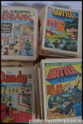 A collection of 135x vintage comic books, to include 87x Beano, 68x Dandy and various Battle Comics.