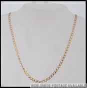 A 9ct hallmarked gold curb link chain necklace with spring hoop clasp. Weight 7g. Measures 19.
