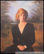 A large 20th century oil on canvas painting / portrait study of The Princess of Wales - Diana.