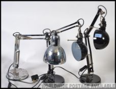 3 20th century anglepoise desk lights to include a good factory style black example,