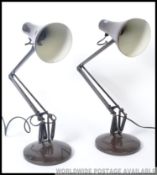 A pair of retro / vintage 1970's brown coloured Herbert Terry anglepoise desk / work lamps.