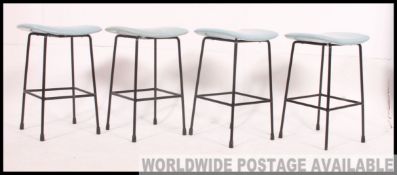 A set of 4 retro 1960's Kandya vinyl and metal upholstered stools.