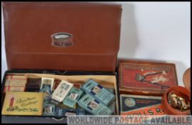 Dealers lot to include a gentlemans leather travelling case, large quantity of vintage razor blades,
