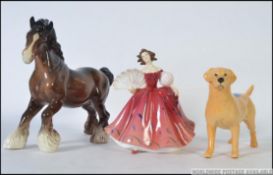 CERAMICS: A collection of ceramics to include a large Beswick Shire Horse figure,