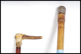 An early 20th century silver knop top bamboo promenade cane - walking stick bearing London