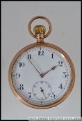 A 9ct gold hallmarked open faced early 20th century pocket watch. The case with Chester hallmarks.