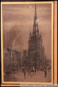 A 19th century lithograph framed and glazed print of St Mary Redcliffe Church,