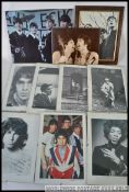 A collection of framed and glazed beatles photographs together with a White Album Beatles poster