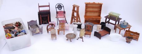 DOLLS HOUSE FURNITURE: A charming selection of mostly Victorian / Edwardian dolls house furniture.