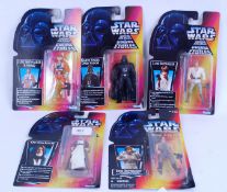STAR WARS: A collection of 5x Kenner Star Wars Long Lightsaber variation carded sealed action