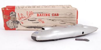 JOHN COBB RACING CAR: A rare vintage Minimodels John Cobb Clockwork tinplate racing car.