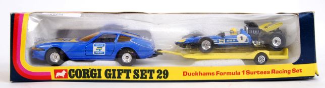 CORGI GIFT SET: A vintage Corgi Gift Set No. 29 GS29 - Duckham's Formula 1 Surtees Racing Set.