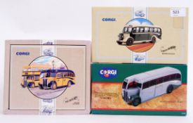 CORGI: A collection of 3x boxed Corgi diecast model buses. AEC set, Fred Bibby set and 97180.