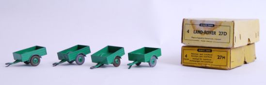 DINKY: An original countertop trade box of Dinky Toys 27M military diecast trailers (x4) within the