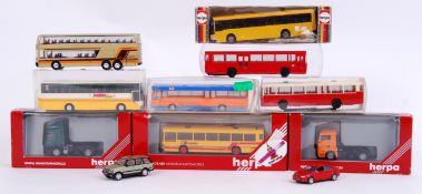 HERPA: A collection of Herpa diecast model 1:87 scale vehicles. Some boxed, some loose.