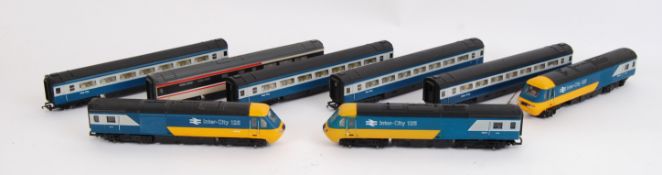 HORNBY: A collection of unboxed Hornby 00 gauge Intercity HSE locomotives and carriages etc.