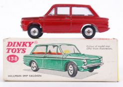DINKY: An original vintage Dinky Toys diecast model 138 Hillman Imp Saloon. Mint, in original box.