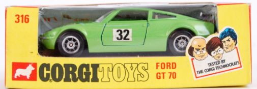 CORGI WHIZZWHEELS; An original vintage Corgi 316 Whizzwheels Ford GT 70 boxed diecast model.