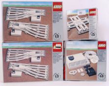LEGO: A collection of vintage Lego railway trainset boxed accessories to include 7856 Points,