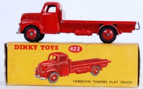 DINKY: An original vintage Dinky Toys 422 Fordson Thames Flat Truck diecast model truck. Red.