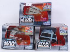 STAR WARS: A collection of 3x Galoob Micro Machines Star Wars Action Fleet playsets - all appearing