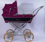 SILVER CROSS PRAM: An original vintage childs / dolls push along pram, made by Silver Cross.