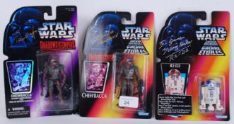 STAR WARS AUTOGRAPHS: A collection of 3x 1990's issue Star Wars carded action figures,