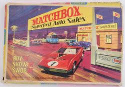 MATCHBOX AUTO SALES: An original vintage Matchbox Superfast Auto Sales accessory building for the