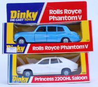 DINKY: Two original vintage Dinky Toys diecast model cars - 124 Rolls Royce Phantom,