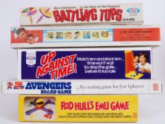 GAMES: A collection of 5x vintage board games to include; Rod Hull's Emu Game, The New Avengers,