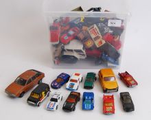 DIECAST: A box of assorted vintage diecast to include Dinky, Majorette, Matchbox and others.
