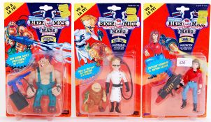 BIKER MICE FROM MARS: A collection of 3x vintage Galoob made Biker Mice From Mars carded action