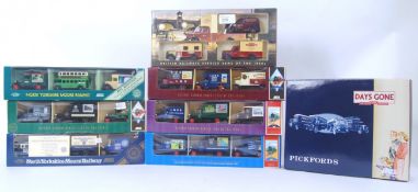 LLEDO: A collection of 8x Lledo diecast model gift sets (all railway related (one a Pickfords set)