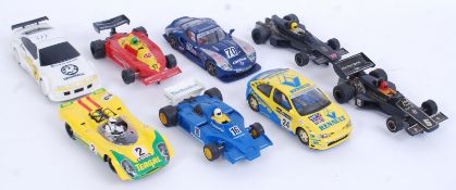 SCALEXTRIC: A collection of 8x vintage Scalextric cars - L5184, Marcos, Lotus Special, Porsche,