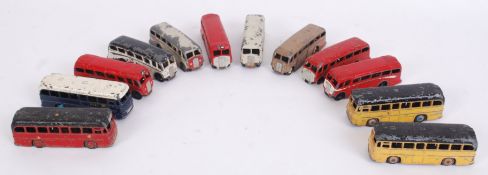 DINKY: A collection of 12x vintage Dinky diecast model coaches / buses.