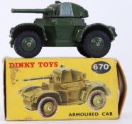 DINKY: An original vintage Dinky Toys diecast model 670 Armoured Car military vehicle.