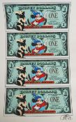 DISNEY DOLLAR SHEET: An original Lewis Bannister ' Disney Dollar ' uncut sheet.