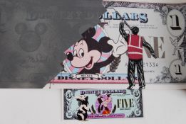 DISNEY DOLLAR: A fabulous large (55cm x27cm) unique one off Lewis Bannister ' Disney Dollar.