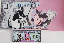 DISNEY DOLLAR: A fabulous large (55cm x27cm) unique one off Lewis Bannister ' Disney Dollar.