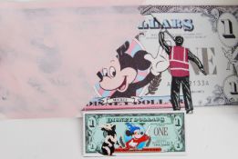 DISNEY DOLLAR: A fabulous large (55cm x27cm) unique one off Lewis Bannister ' Disney Dollar.