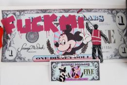 DISNEY DOLLAR: A fabulous large (55cm x27cm) unique one off Lewis Bannister ' Disney Dollar.