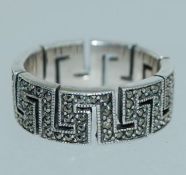 A 925 silver band ring set with marcasit
