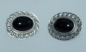 A pair of large 925 silver filigree earr